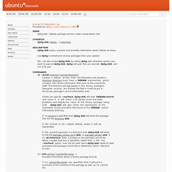 dpkg-deb - Debian package archive (.deb) manipulation tool