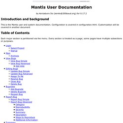 Mantis User Documentation