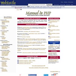 Manual de PHP. Tutorial de PHP. WebEstilo.