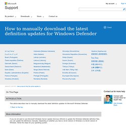 How to manually download the latest definition updates for Windo