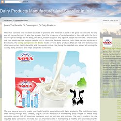 Learn The Benefits Of Consumption Of Dairy Products