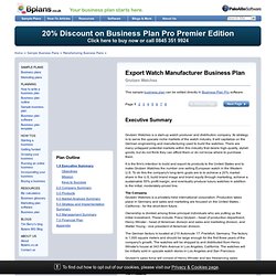 Export Watch Manufacturer Sample Business Plan - Executive Summary