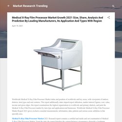 Medical X-Ray Film Processor Market Growth 2021 Size, Share, Analysis And Prediction By Leading Manufacturers, Its Application And Types With Region