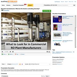 What to look for in a commercial RO plant manufacturer?