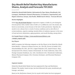Dry Mouth Relief Market Key Manufactures Shares, Analysis and Forecasts Till 2023 – Telegraph