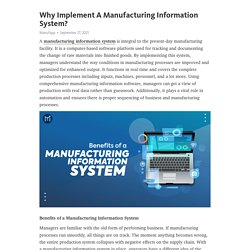 Why Implement A Manufacturing Information System?