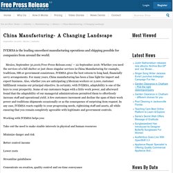 China Manufacturing- A Changing Landscape