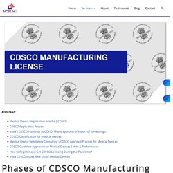 CDSCO Manufacturing License in India