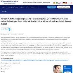 Aircraft Parts Manufacturing, Repair & Maintenance 2021 Global Market Key Players – United Technologies, General Electric, Boeing, Safran, Airbus – Trends, Analysis & Forecast to 2025