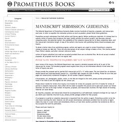 Manuscript Submission Guidelines : Prometheus Books