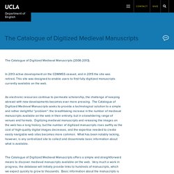 Catalogue of Digitized Medieval Manuscripts: About Us