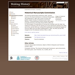 Historical Manuscripts Commission - Organisations and Projects - Making History