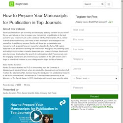 How to Prepare Your Manuscripts for Publication in Top Journals