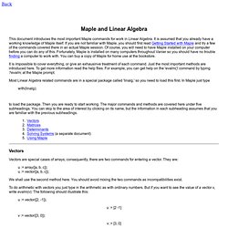 Maple and Linear Algebra