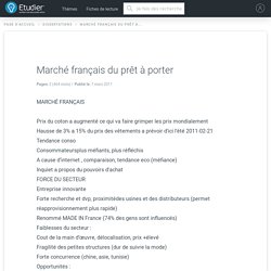 Marché français du prêt à porter - Rapports de Stage - 464 Mots