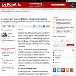 Mariage gay : Ayrault lance un appel au calme