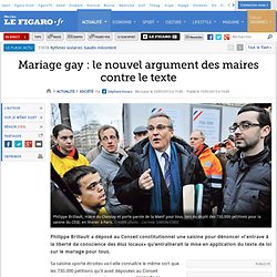 Mariage gay : le nouvel argument des maires contre le texte