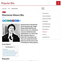Marianne Moore Net worth, Salary, Bio, Height, Weight, Age, Wiki, Zodiac Sign, Birthday, Fact