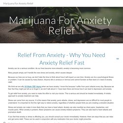 Marijuana For Anxiety Relief