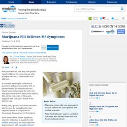 Marijuana Pill Relieves MS Symptoms