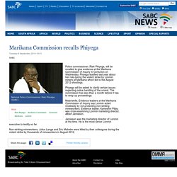 Marikana Commission recalls Phiyega:Tuesday 9 September 2014