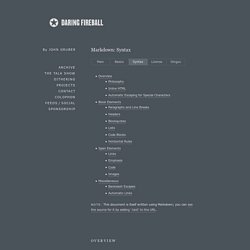 Daring Fireball: Markdown Syntax Documentation