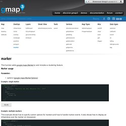 Marker : "Marker" in Overlays documentation for Gmap3