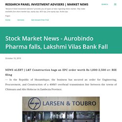 Stock Market News - Aurobindo Pharma falls, Lakshmi Vilas Bank Fall