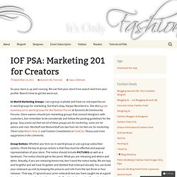 IOF PSA: Marketing 201 for Creators