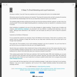 Digital Marketing Updates: 3 Steps To Email Marketing and Loyal Customers