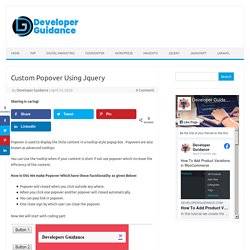 Custom Popover Using Jquery - Get Latest Updates On digital Marketing And Web development by Developer guidance