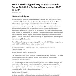 Mobile Marketing Industry Analysis, Growth Factor Details for Business Developments 2020 to 2027 – Telegraph