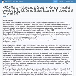 HPDA Market– Marketing & Growth of Company market overview to Uptick During Status Expansion Projected and Forecast 2027