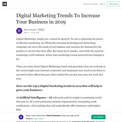 Digital Marketing Trends To Increase Your Business in 2019