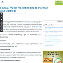 5 Social Media Marketing tips to Increase your Business