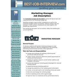 Sample Marketing Manager Job Description