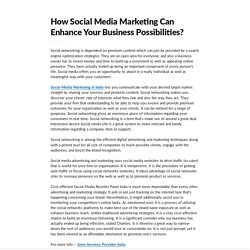 How Social Media Marketing Can Enhance Your Business Possibilities?