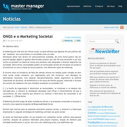 ONGS e o Marketing Societal - Master Manager