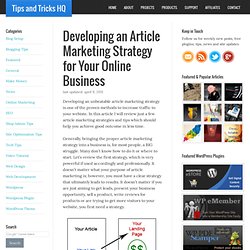 How to Develop an Article Marketing Strategy for Your Online Business