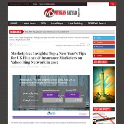 Marketplace Insights: Top 4 New Year’s Tips for UK Finance & Insurance Marketers on Yahoo Bing Network in 2015Muskan Saiyad (MS)