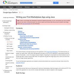 Writing your First Marketplace App using Java - Google Apps Platform