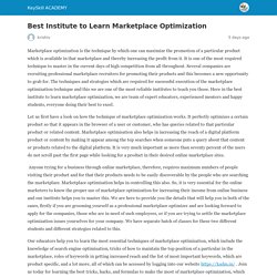 Best Institute to Learn Marketplace Optimization - KeySkill ACADEMY