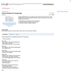 Apps Marketplace - Teacher Dashboard for Google Apps