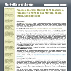 Process Analyzer Market 2021 Analysis & Forecast To 2027 By Key Players, Share, Trend, Segmentation - MarketResearchnews