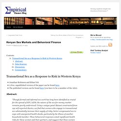 Kenyan Sex Markets and Behavioral Finance