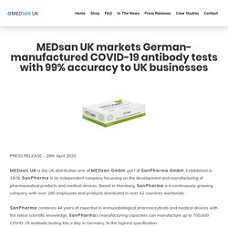 MEDsan UK markets German-manufactured COVID-19 antibody tests