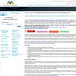 MarketsandMarkets: Global Smartphone Security Market to be worth $2964.89 Million in 2016, Market Forecasts