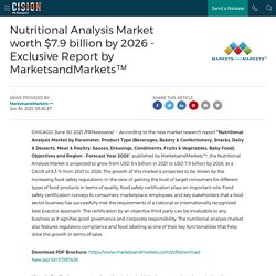 Nutritional Analysis Market worth $7.9 billion by 2026 - Exclusive Report by MarketsandMarkets™