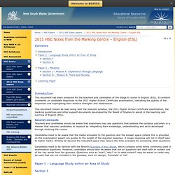 2011 HSC Notes from the Marking Centre — English ESL