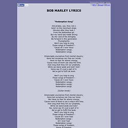 BOB MARLEY LYRICS - Redemption Song